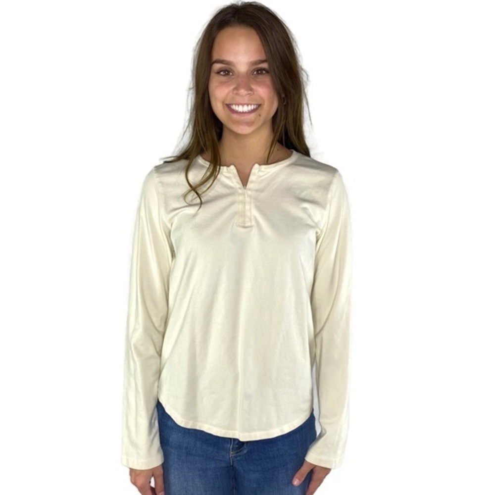 Liz Claiborne Cream 1/4 zip Long Sleeve Casual Top